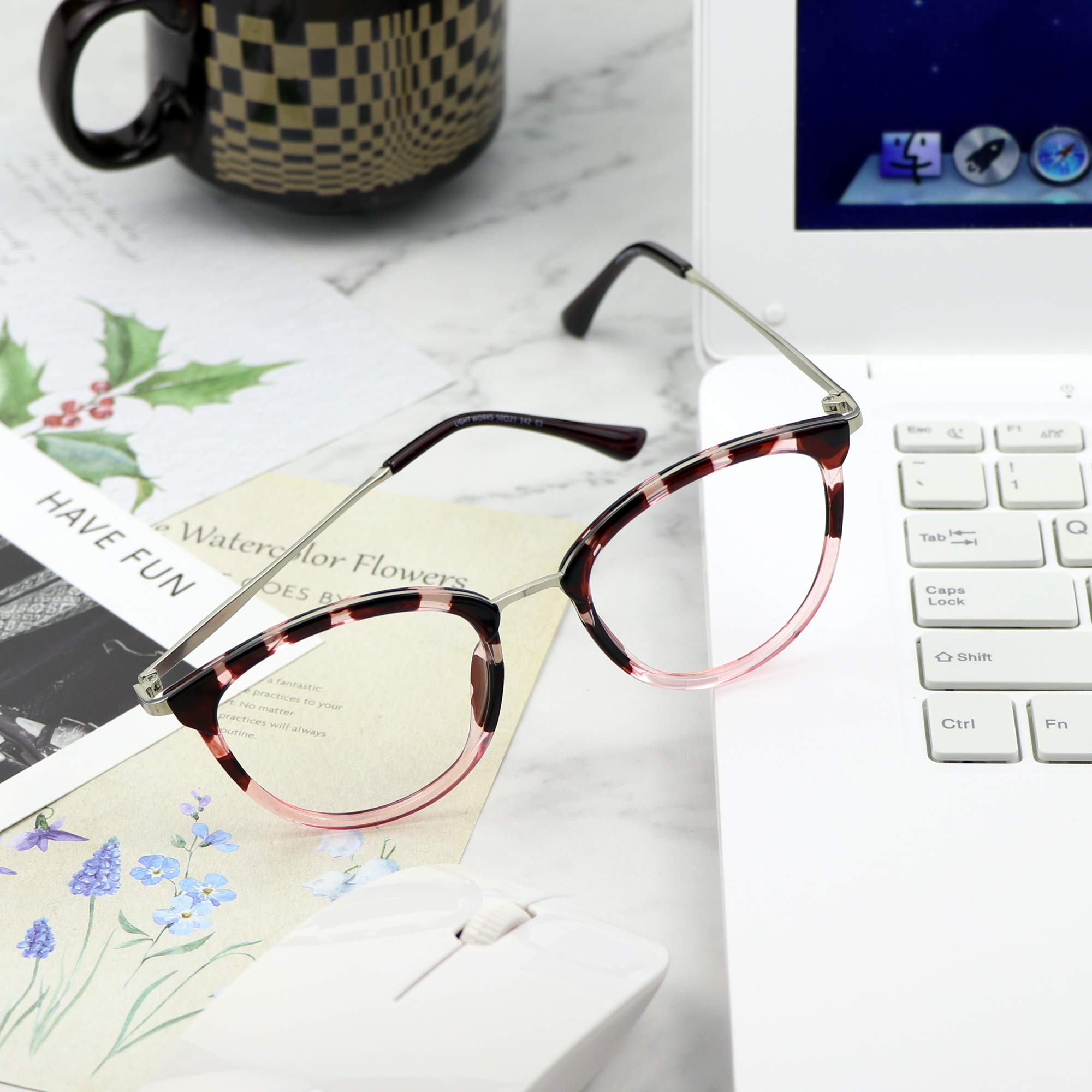 VisionGlobal Blue Light Blocking Glasses for Women & Men - Anti Eyestrain Computer Glasses with Stylish Oval Frame - Reduce Digital Eye Strain for Work, Gaming & Screen Time