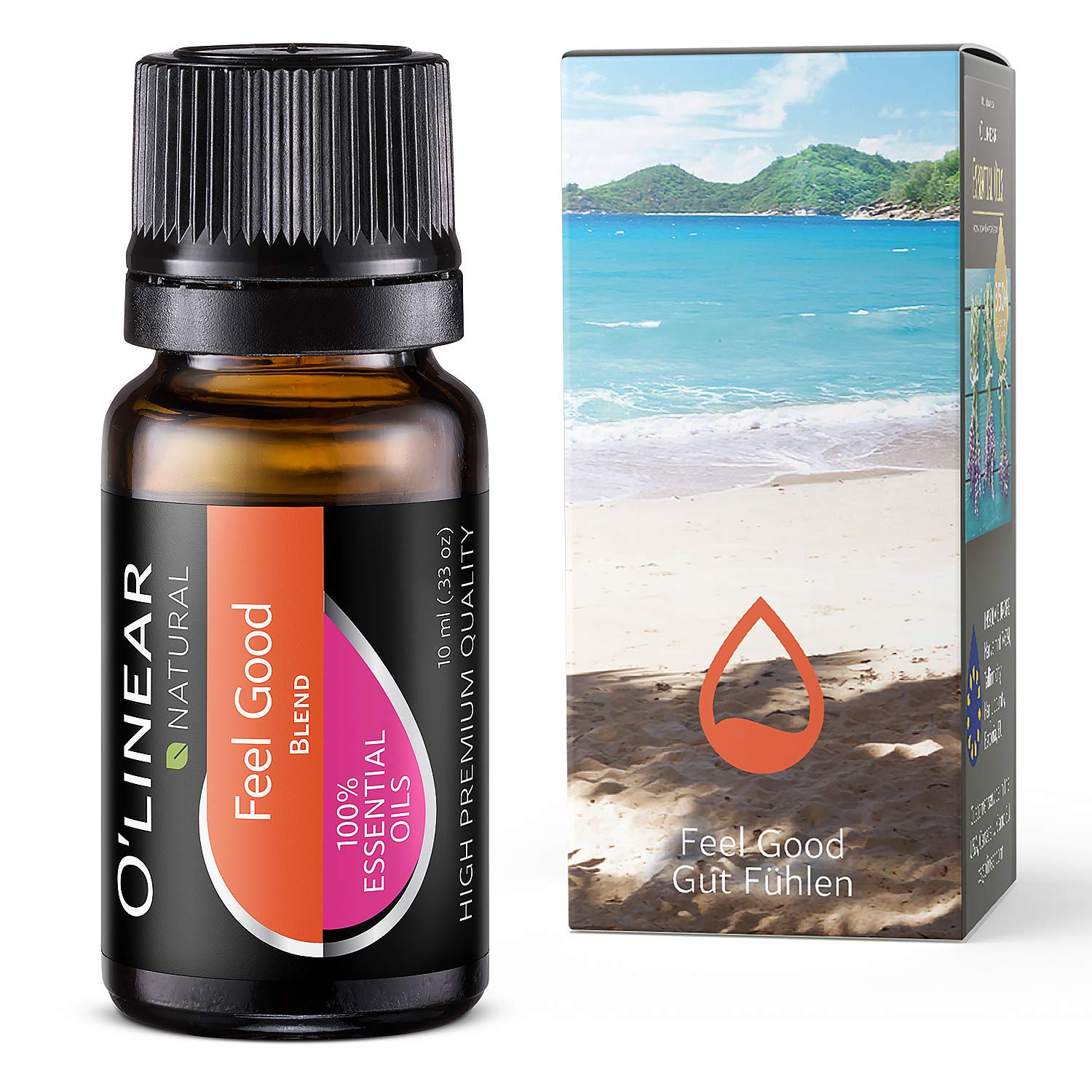 10ml Premium Aromatherapy Essential Oil Blend - Therapeutic Grade Lavender, Rose, Lemon, Cinnamon & Geranium Oil for Diffusers, Humidifiers & Massage - Uplifting Happy Relaxing Scent for Stress Relief, Yoga & Home Spa