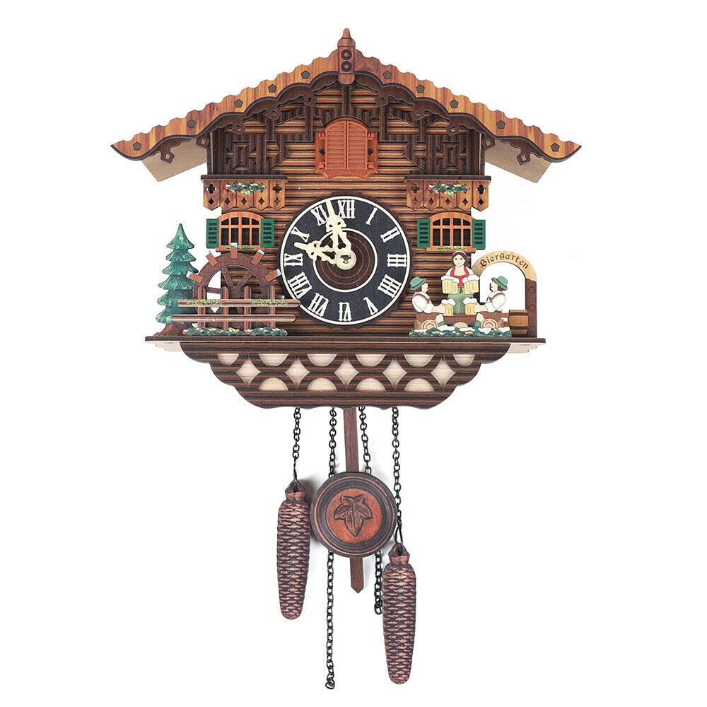 Hand-Carved Wooden Cuckoo Wall Clock - 12.4 x 9.5 x 4 Inch Northern Europe Style Retro Home Decor with Bird Design | Perfect for Living Room, Bedroom & Cabin Decor