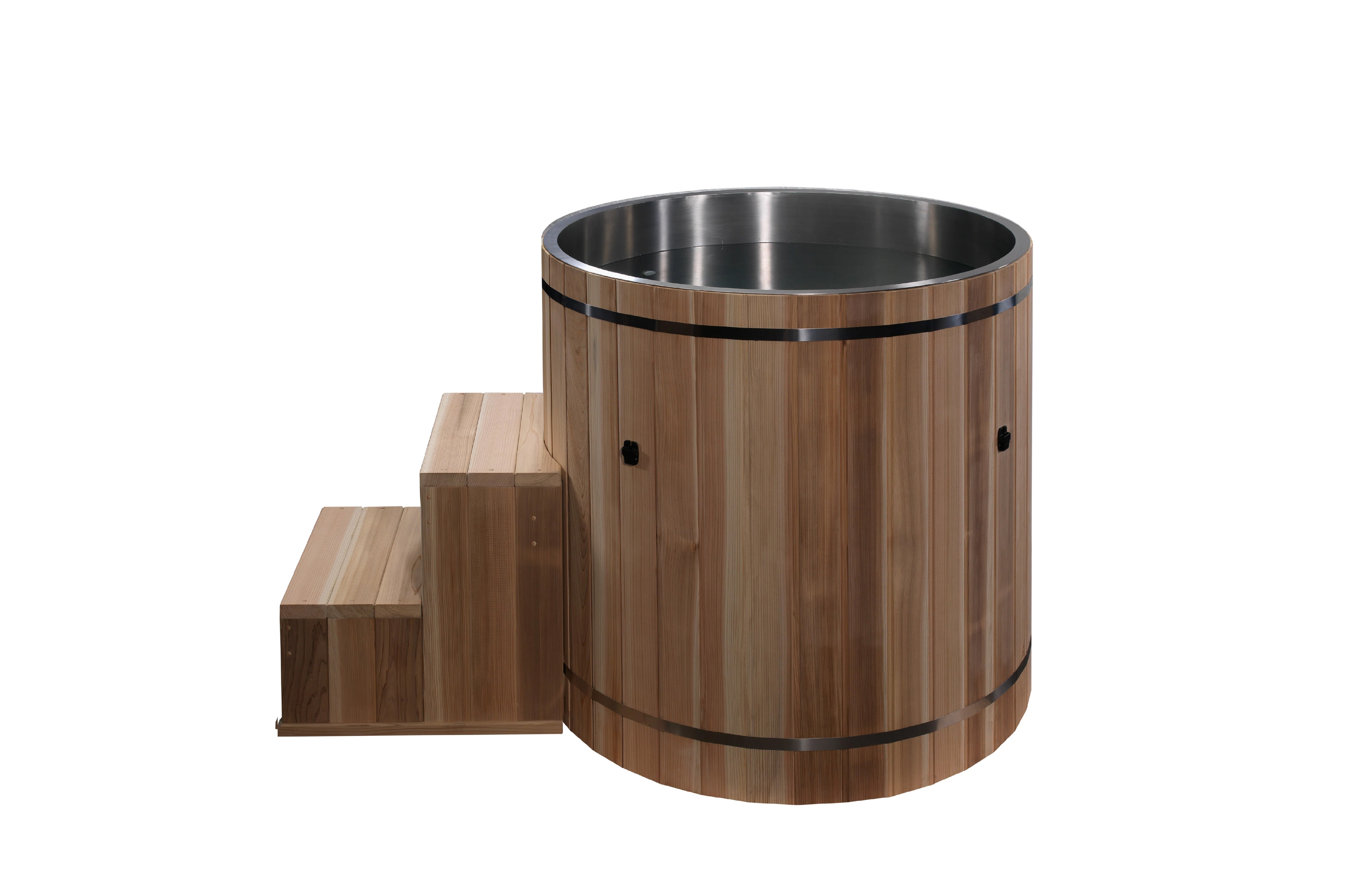 Premium Cold Therapy Pacific Cedar Barrel with Marine Grade 316 Stainless Steel Interior - Perfect for Post-Workout Recovery, Spa Relaxation & Hydrotherapy at Home