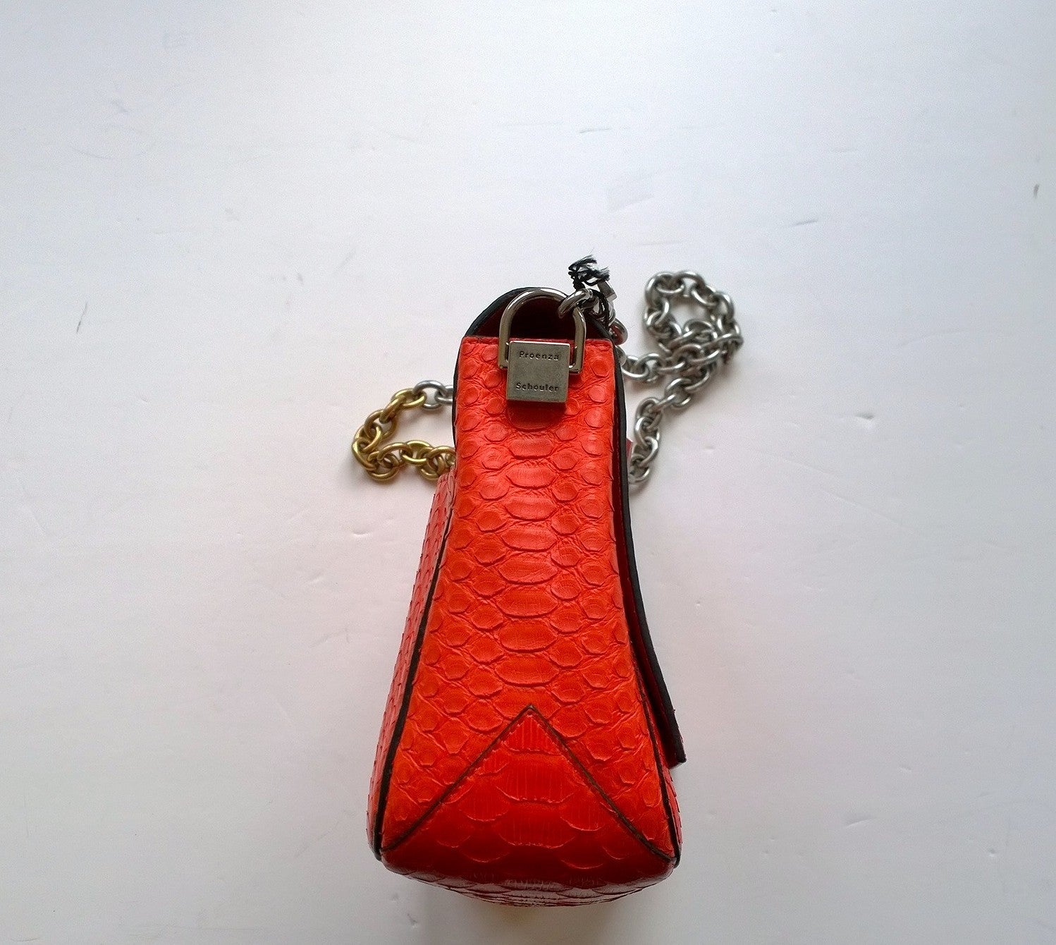 Proenza Schouler PS Courier Small Crossbody Bag in Poppy Orange Python - Stylish & Luxurious Leather Shoulder Purse for Women, Perfect for Work, Travel & Everyday Use