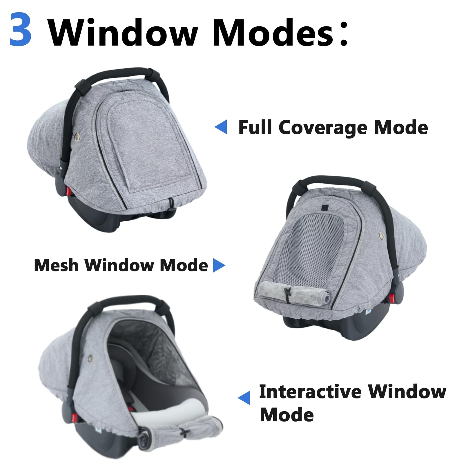 Fairy Baby Winter Car Seat Cover with Mesh Window - Warm & Cozy Infant Car Seat Protector, Waterproof Baby Car Seat Cover for Travel (Grey) - Perfect for Cold Weather & Road Trips