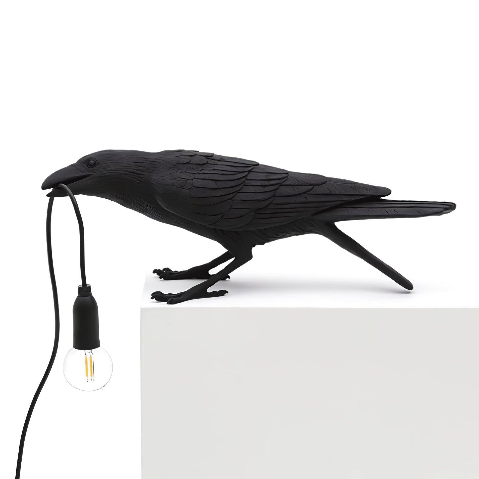 Raven Resin Table Lamp - Modern Gothic Home Decor for Bedroom, Living Room, Office - Handcrafted Night Light with Adjustable Brightness for Reading & Relaxation