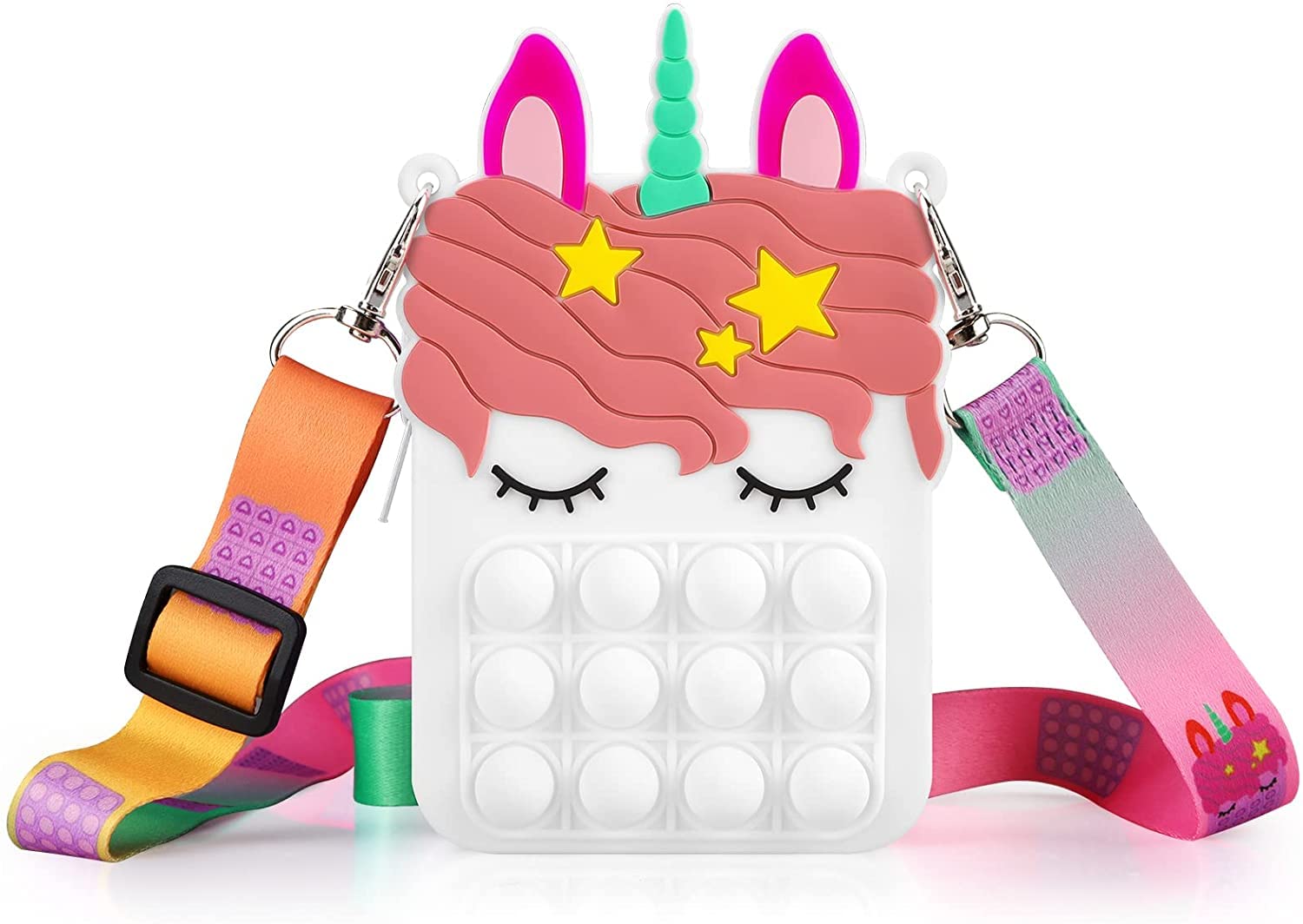 **Bwsjyfct Gvrgrovx Pop Purse Fidget Toys for Girls Age 3+ | Crossbody Handbag with Silicone Push Bubble for Stress Relief | Fun Sensory Toy for Travel, School & Playtime**