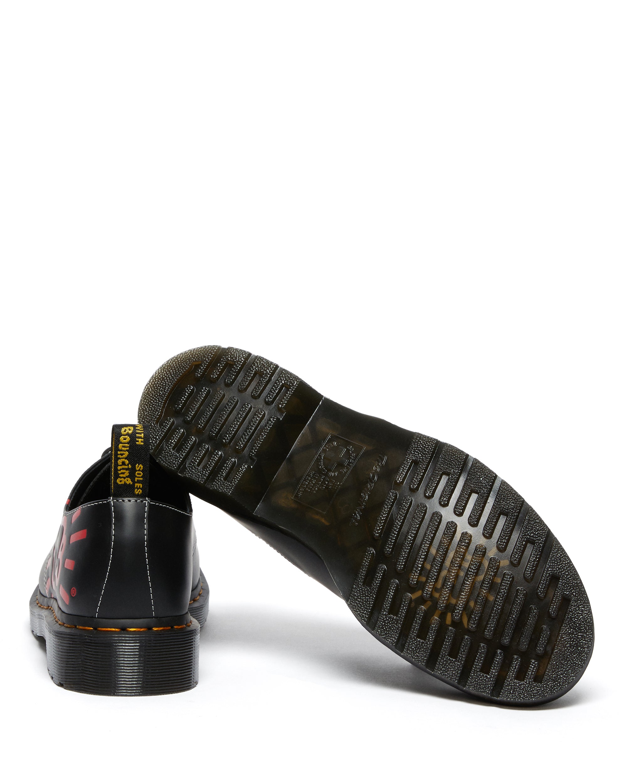 Keith Haring 1461 Smooth Oxford Shoes - Black, Red & White Colorblock Design - Iconic Artist Collaboration - Perfect for Casual Wear, Street Style & Art Enthusiasts
