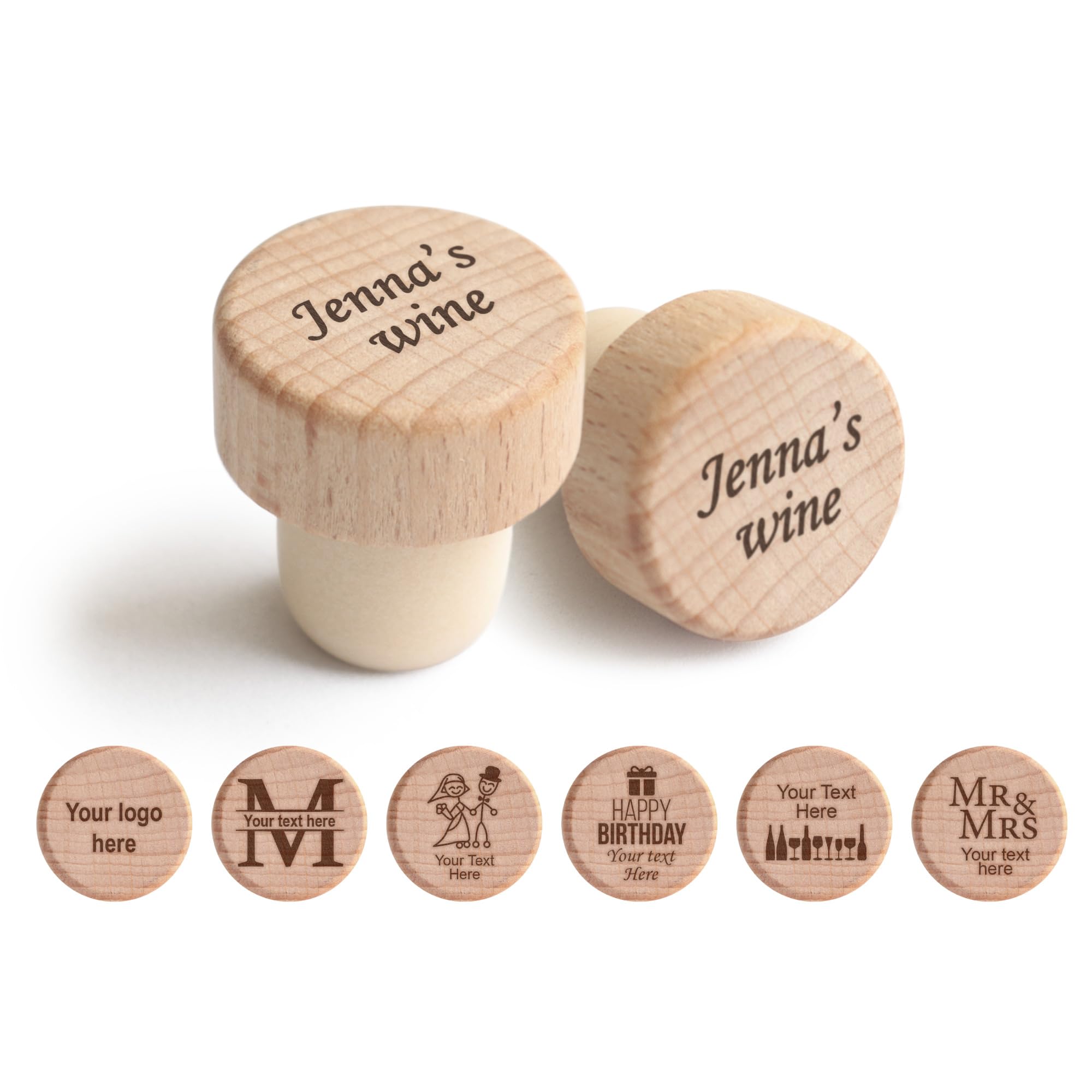 Personalized Engraved Wooden Wine Bottle Stoppers - Bulk Custom Wedding Gifts, Housewarming Presents & Party Favors - Perfect for Weddings, Anniversaries, New Home Celebrations & Special Events (Your Text Here)