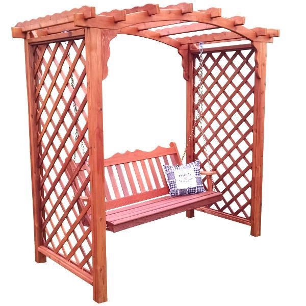 Premium Western Red Cedar Jamesport Arbor & Swing Set - Durable Outdoor Garden Arch with Bench for Backyard, Patio, and Landscaping | Perfect for Relaxing, Reading, and Enjoying Nature