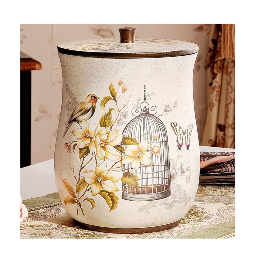 5L Resin Trash Can with Lid - Portable Multifunctional Storage Bin for Home & Office - Decorative Waste Basket for Kitchen, Bathroom, Bedroom, and Workspace (Color: Black)