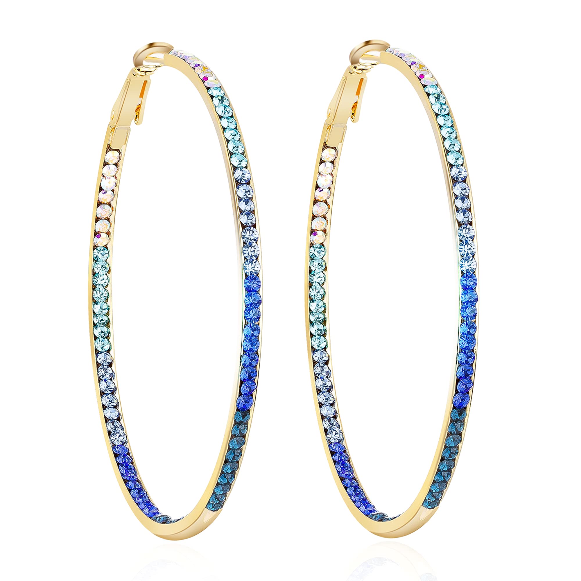925 Silver 14k Gold Plated Hoop Earrings with Cubic Zirconia - Hypoallergenic Large Hoops for Women & Girls | Perfect for Parties, Weddings & Everyday Fashion Accessories