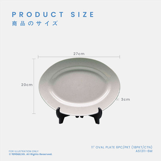 11-Inch Oval Plates Set of 6 - Durable Dinnerware for Restaurants & Catering (18 Sets per Carton) - Perfect for Weddings, Parties, and Everyday Dining - AS1311 6M