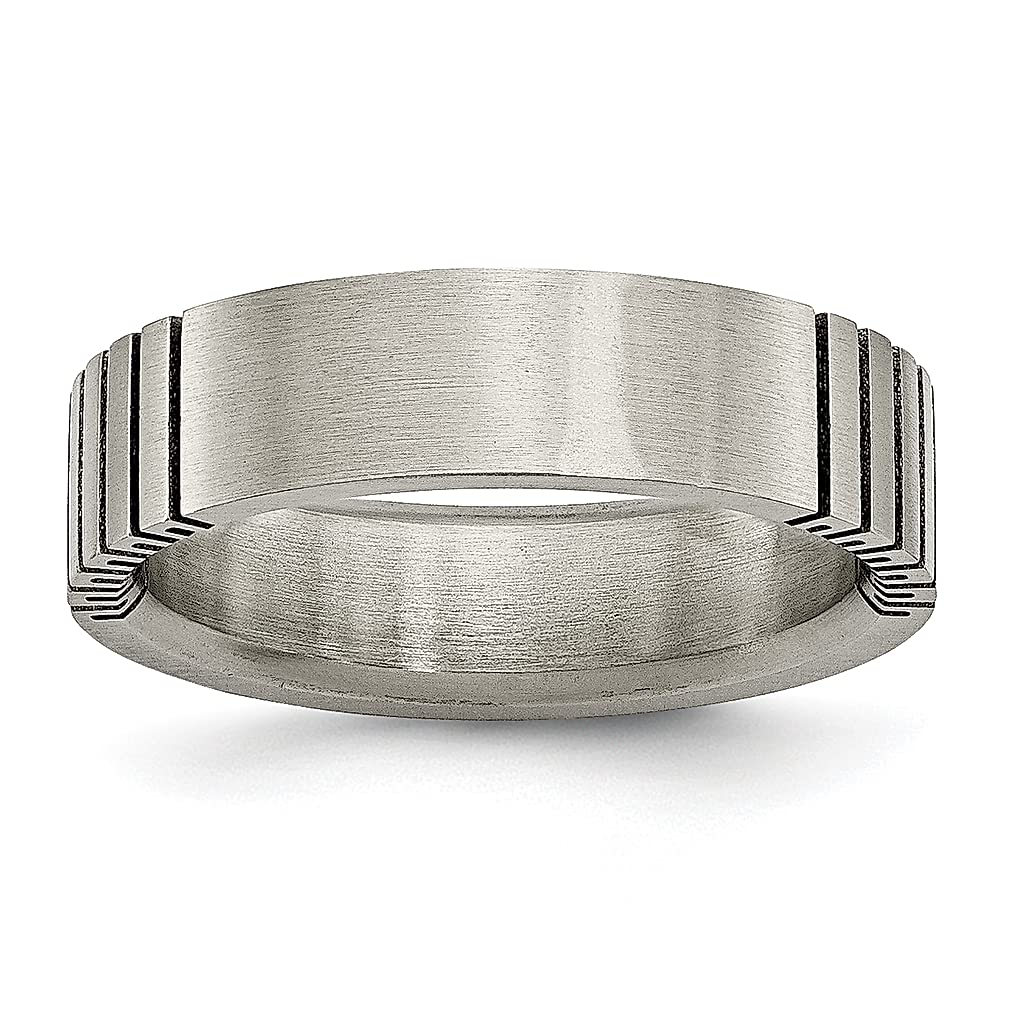 ICE CARATS 6mm Titanium Flat Grooved Brushed Wedding Band Ring - Durable & Hypoallergenic Women's Jewelry - Perfect Anniversary Gift for Her, Engagement Ring Alternative, Everyday Wear Wedding Band