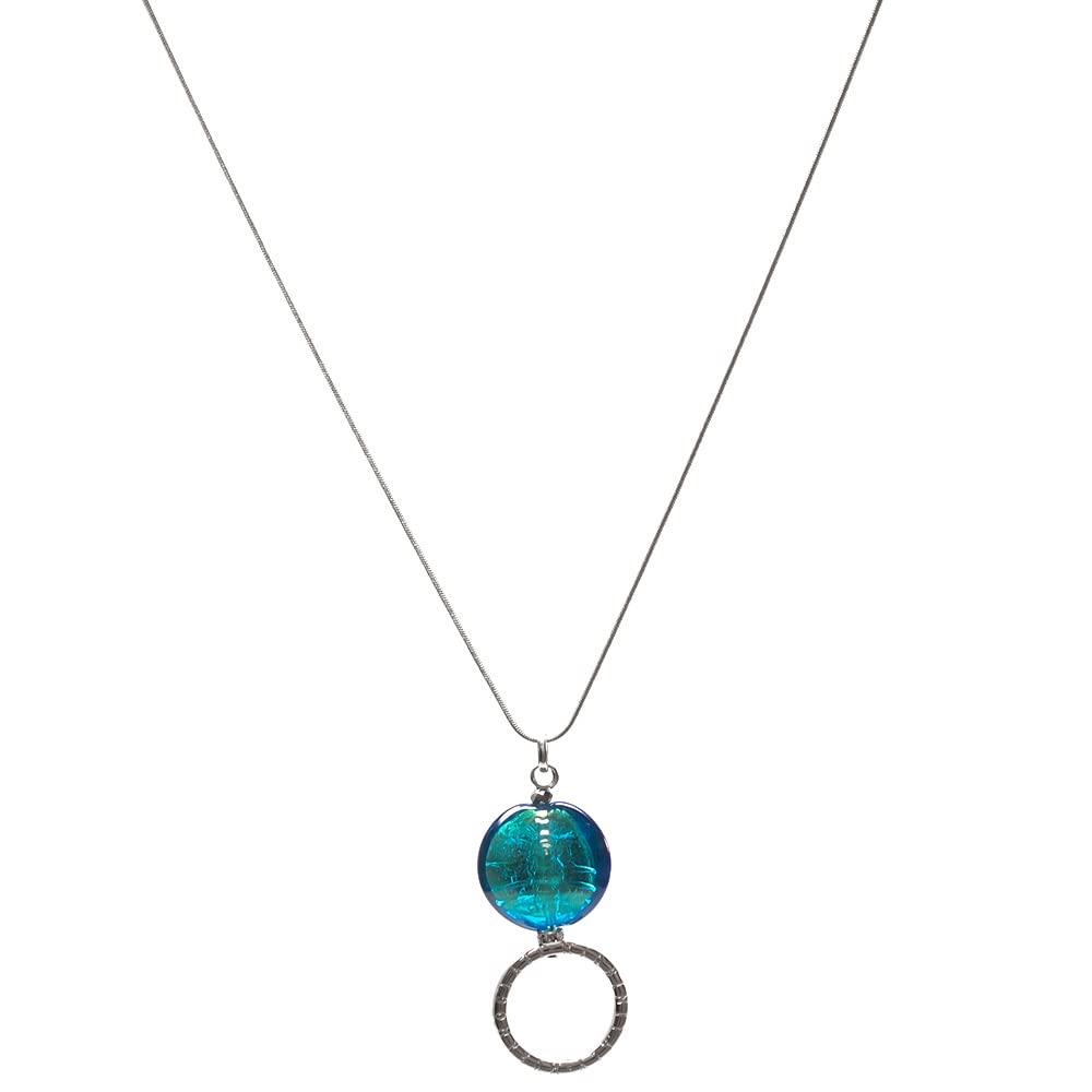 Calabria Skissa Eyeglass Necklace for Women - Stylish Eyeglass Chain & Sunglass Holder with Murano Glass Disc - Perfect for Reading Glasses, Fashion Accessories, and Everyday Use