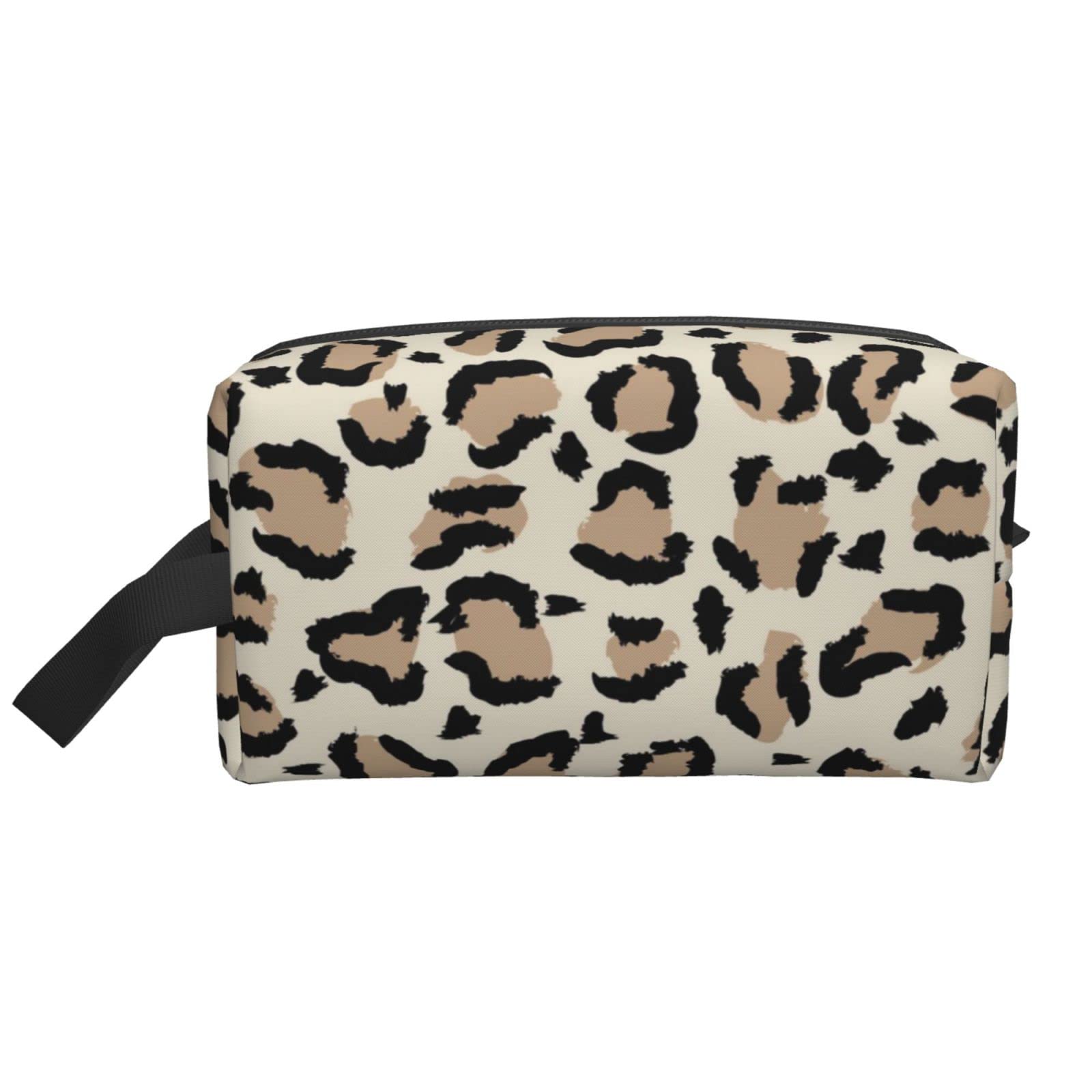 Leopard Print Waterproof Makeup Bag for Women - Large Capacity Cosmetic Pouch with Zipper, Portable Travel Toiletry Organizer for Girls | Perfect for Travel, Gym, and Daily Beauty Essentials Storage