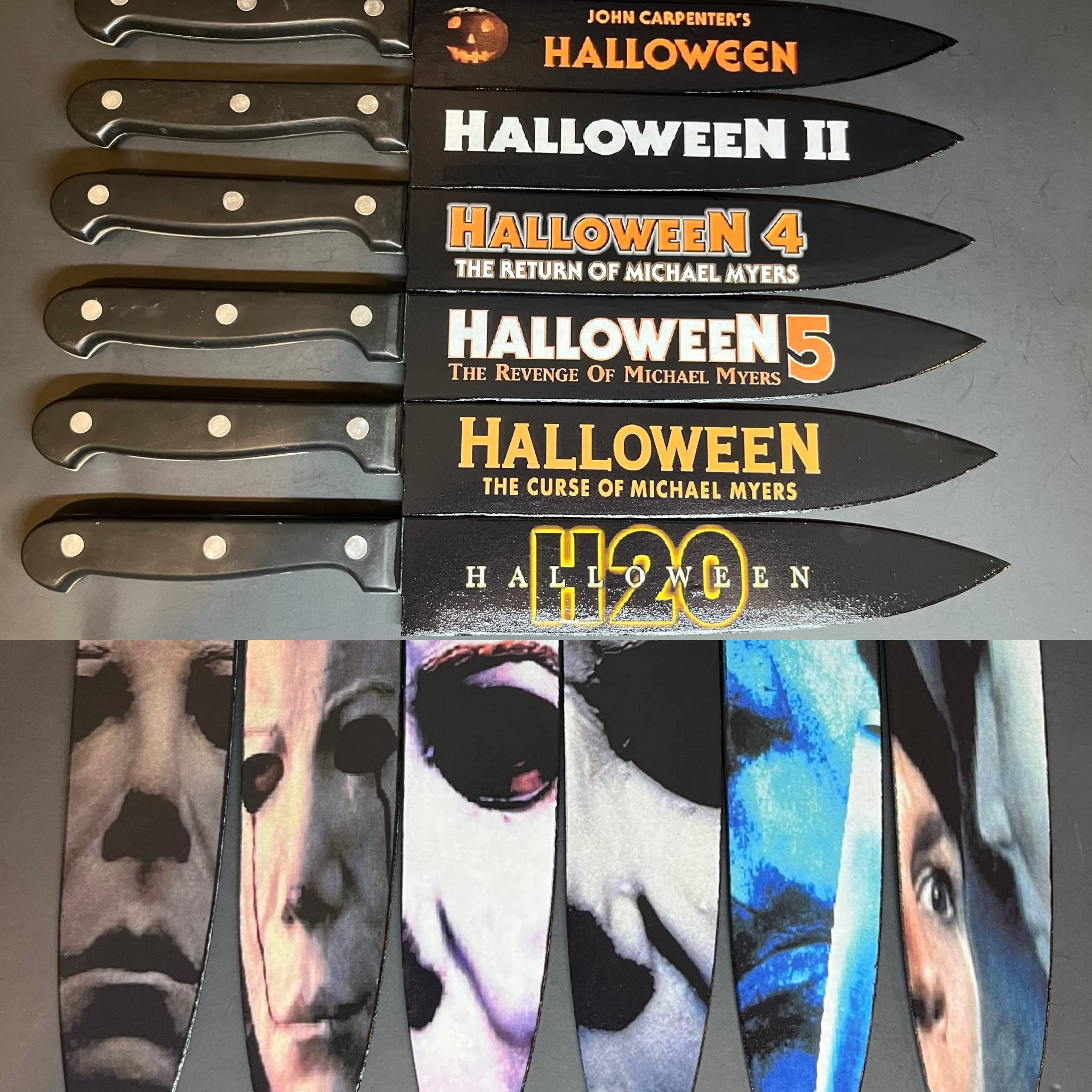 Scary Halloween Horror Movie 6-Piece Knife Set - Perfect for Cosplay, Halloween Decorations & Horror Themed Parties