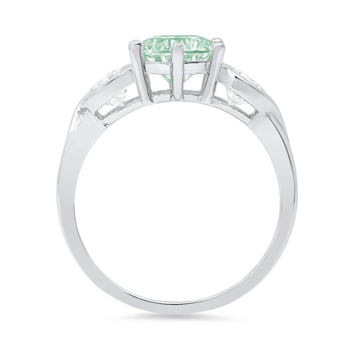 2 CT Round Green Moissanite Engagement Ring for Women - Vintage Antique Wedding Bridal Ring, Solitaire Halo Diamond Anniversary Ring in Gold/Silver - Perfect Gift for Fiancée, Proposal & Special Occasions