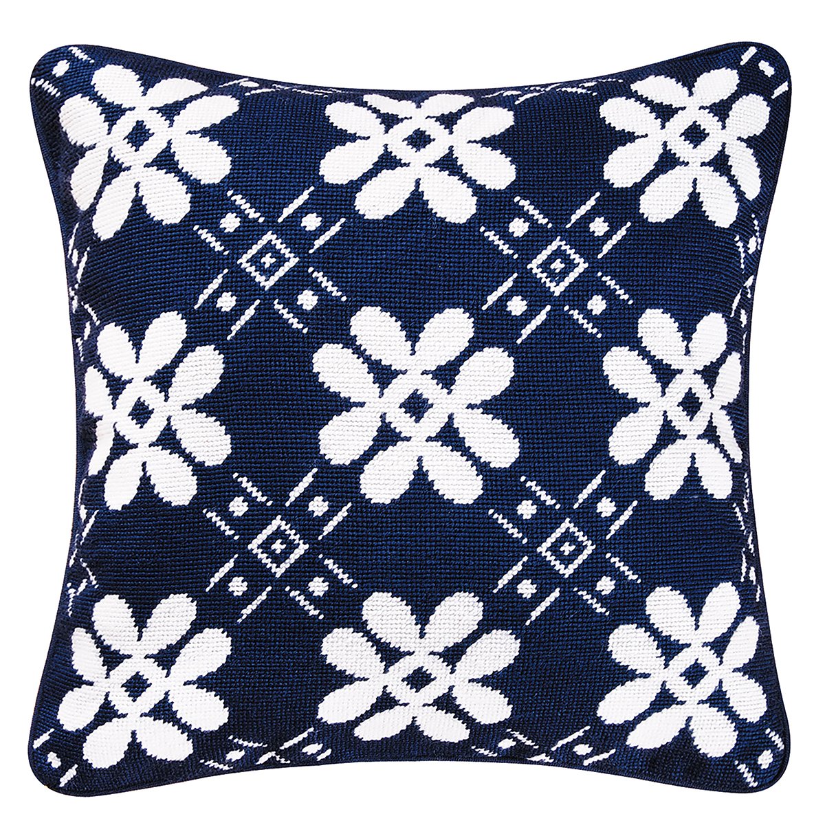 C&F Home Navy Blue Needlepoint Decorative Pillow 18x18 Inch - Perfect for Sofa, Bed, Couch & Living Room Accent