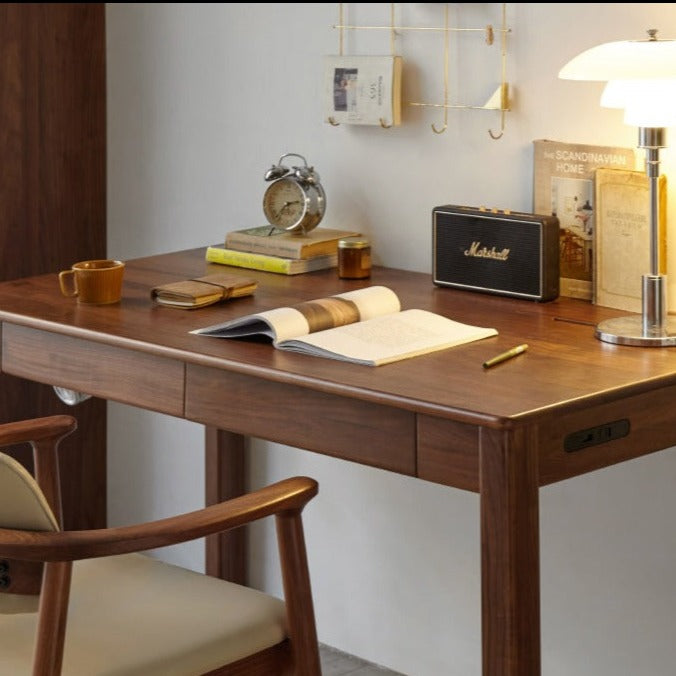 Premium Solid Wood Office Desk - Black Walnut, Oak & Ash Options | Modern Home Office & Executive Workspace Furniture