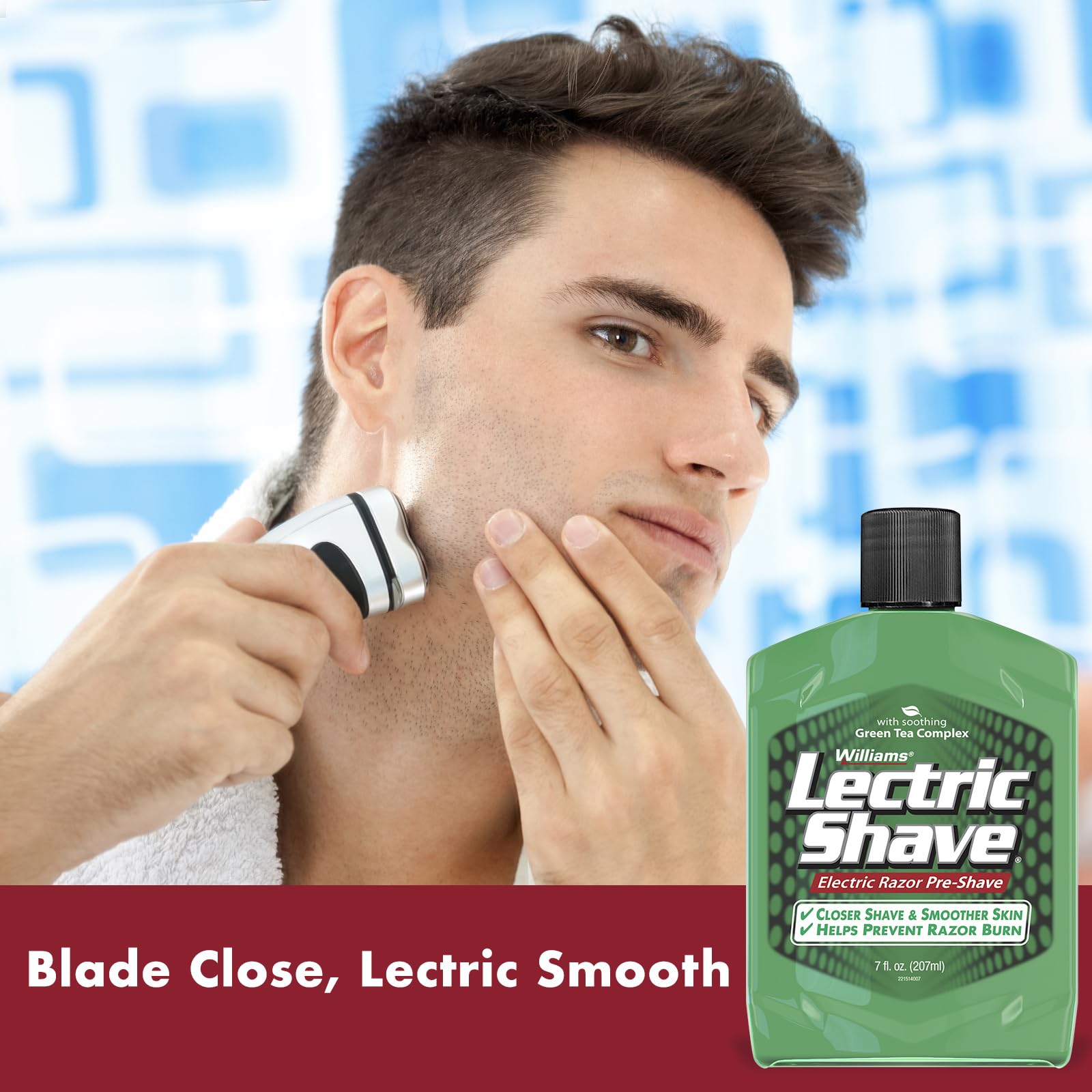 Williams Lectric Shave Pre-Shave Lotion for Electric Razors - 7 oz | Smooth Shaving Solution for Men | Perfect for Travel & Daily Grooming Routine