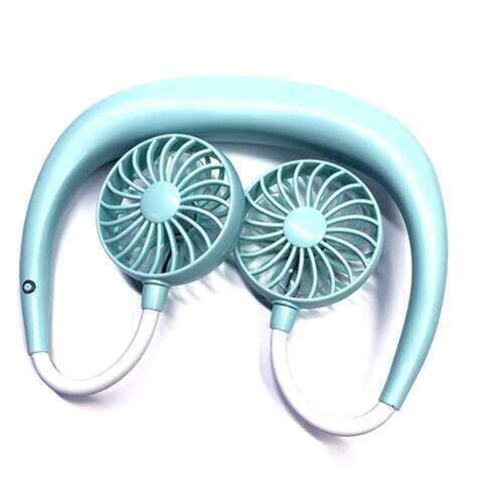 Double Cool Cordless Breezy Mini Neck Fan - 360° Hands-Free Cooling, USB Rechargeable, Portable Wearable Fan for Outdoor, Office & Travel - Teal