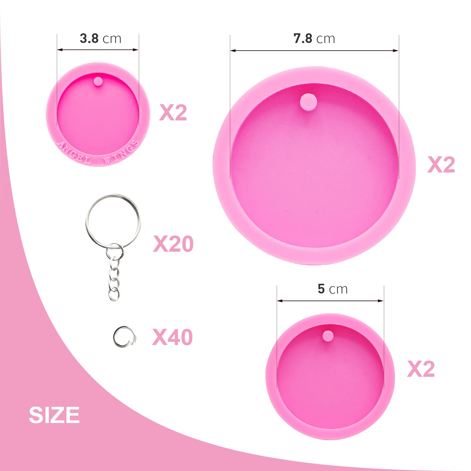 66Pcs Epoxy Resin Molds Kit - 6 Round Silicone Molds for DIY Jewelry Making, Keychains, Necklaces & Backpack Charms - Resin Casting Molds for Polymer Clay & Epoxy Crafts - Perfect for Gifts, Home Decor & Handmade Accessories