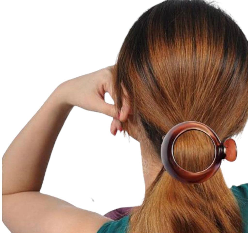 Bakefy Classic Oval Side Opening Hair Clip - Large Black Plastic Slide Barrette with Inner Teeth Grip for Women & Girls - Perfect for School, Work, and Everyday Hairstyling