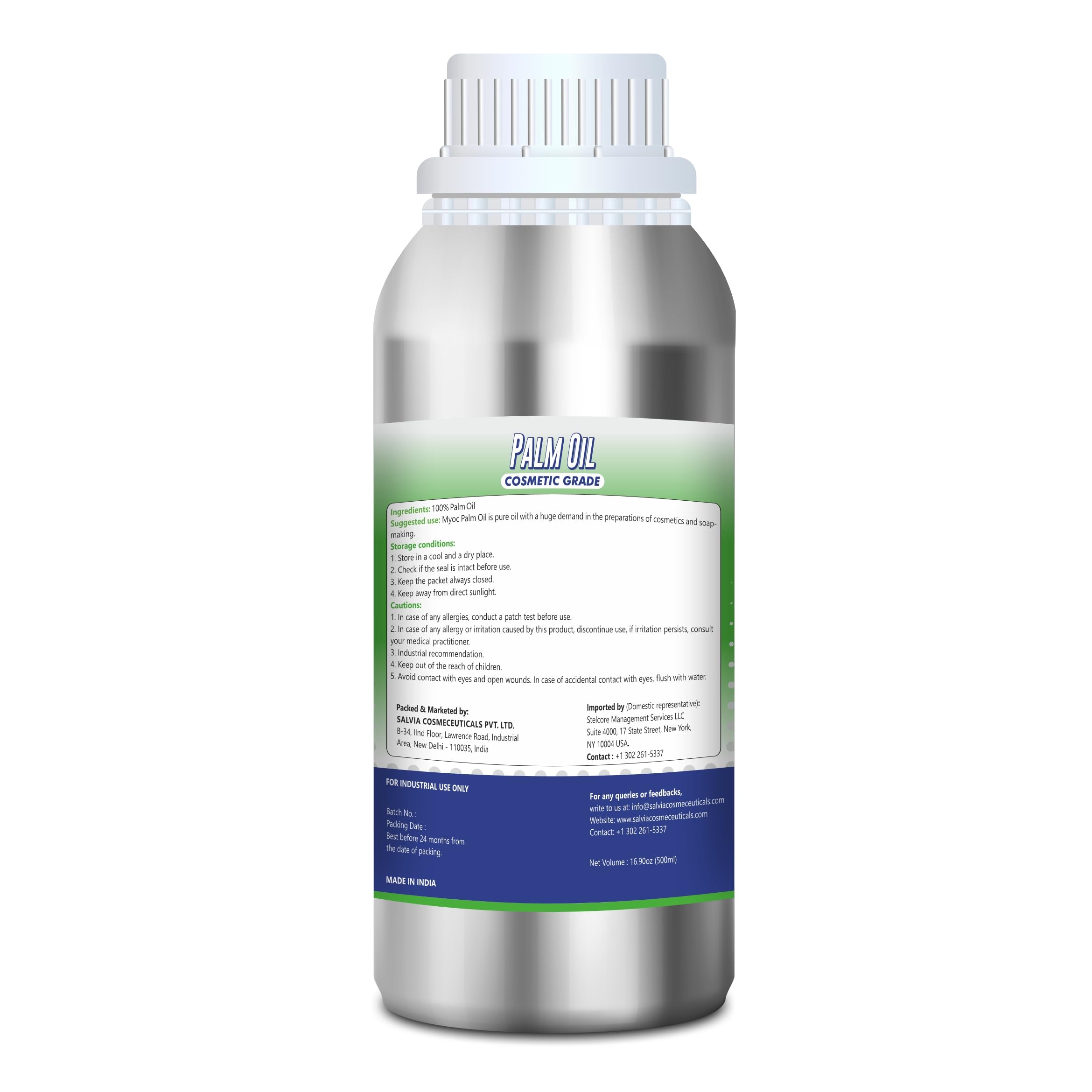 Myoc Pure Palm Oil - 16.9 Fl Oz (500ml) for Soap Making, Body Care & Homemade Soap Bars | Bulk Palm Oil for DIY Skincare, Natural Soap Base & Handcrafted Cosmetics | Perfect for Cold Process Soap, Lotion & Candle Making