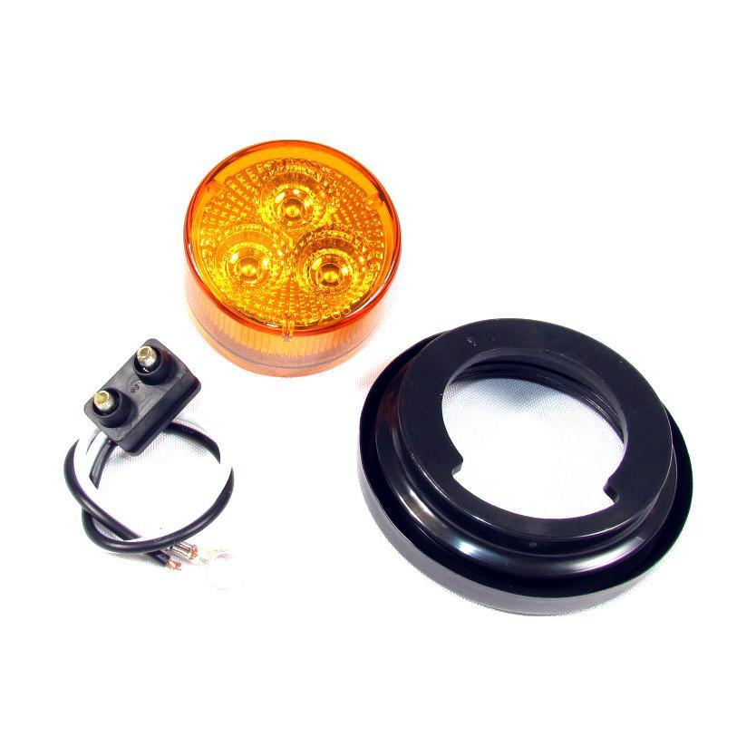 2-Pack Round LED Amber Marker Lights with 3 LEDs - 24V Waterproof for Trucks, Trailers & Heavy Equipment - Durable Side Marker Lights for Road Safety & Night Visibility