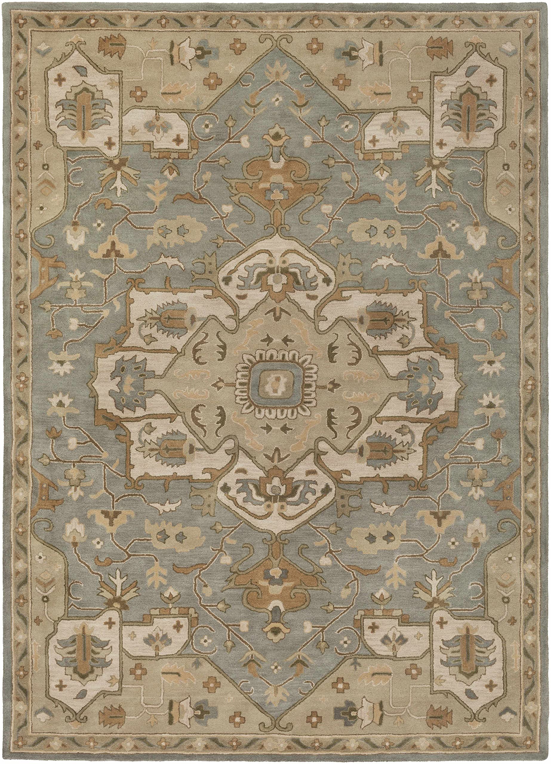 Hauteloom Broomfield Wool Area Rug - Traditional Round 4' - Gray, Brown, Beige - Soft & Durable for Living Room, Bedroom, Nursery - Perfect for Home Decor & Cozy Spaces