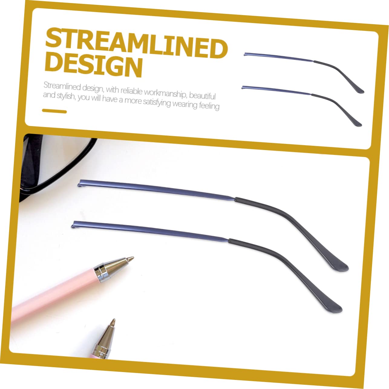 ULTECHNOVO 2 Pairs Blue Metal Glasses Arms - Replacement Parts for Eyeglasses & Sunglasses (Men's Frame Repair Accessories) | Perfect for Broken Frames, DIY Glasses Repair, and Spare Parts