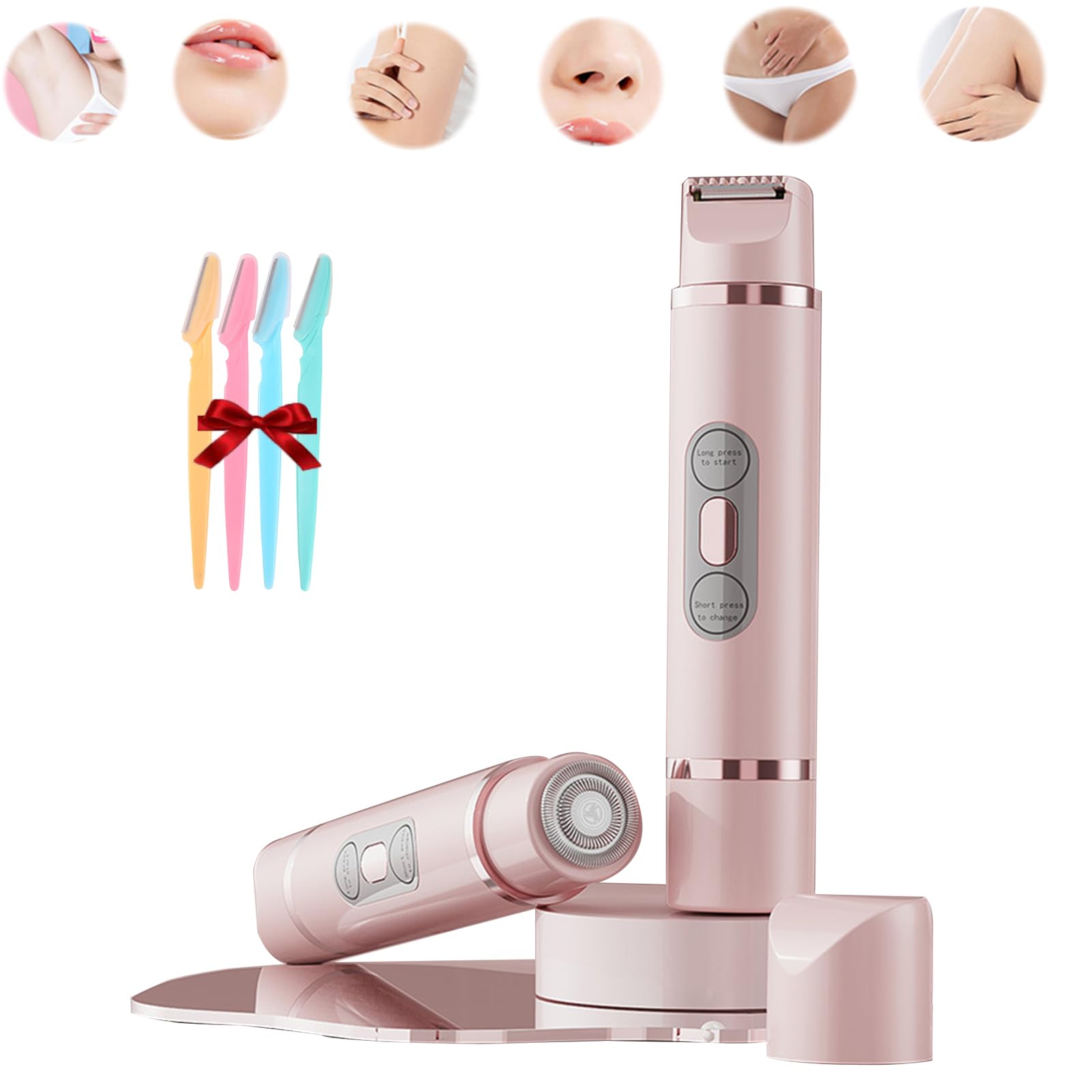 Happywind Electric Razor for Women - Pink Lady Shaver with 3 Floating Heads, Painless Hair Removal for Legs, Underarms & Bikini Area | Cordless Rechargeable Wet & Dry Use - Perfect for Travel, Gym & Sensitive Skin Care