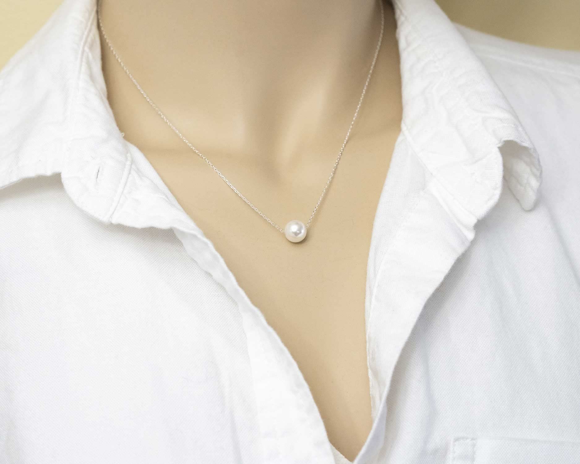 Personalized Sterling Silver Pearl Necklace - Mother of the Bride Gift from Groom for Wedding Ceremony