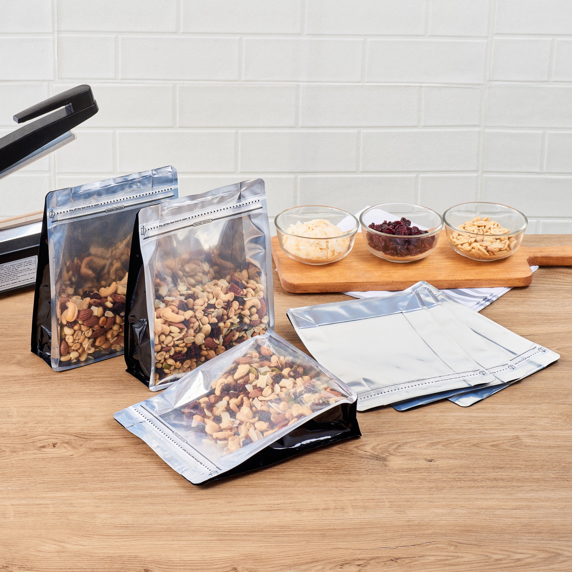 Premium Black Plastic Snack Bags - Large 9.5