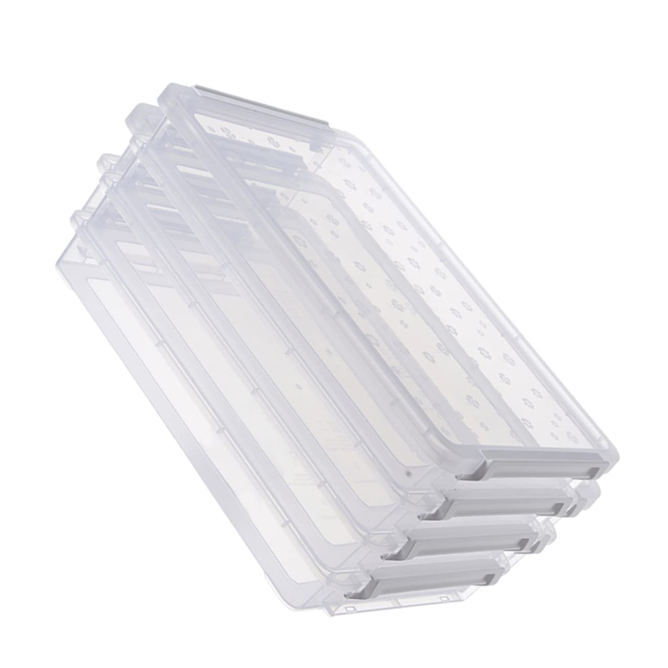 STOBOK Clear Plastic File Organizer Box with Lid - Multi-Layer Rectangular Document Storage Container for Office, Home, School & Office Supplies Organization
