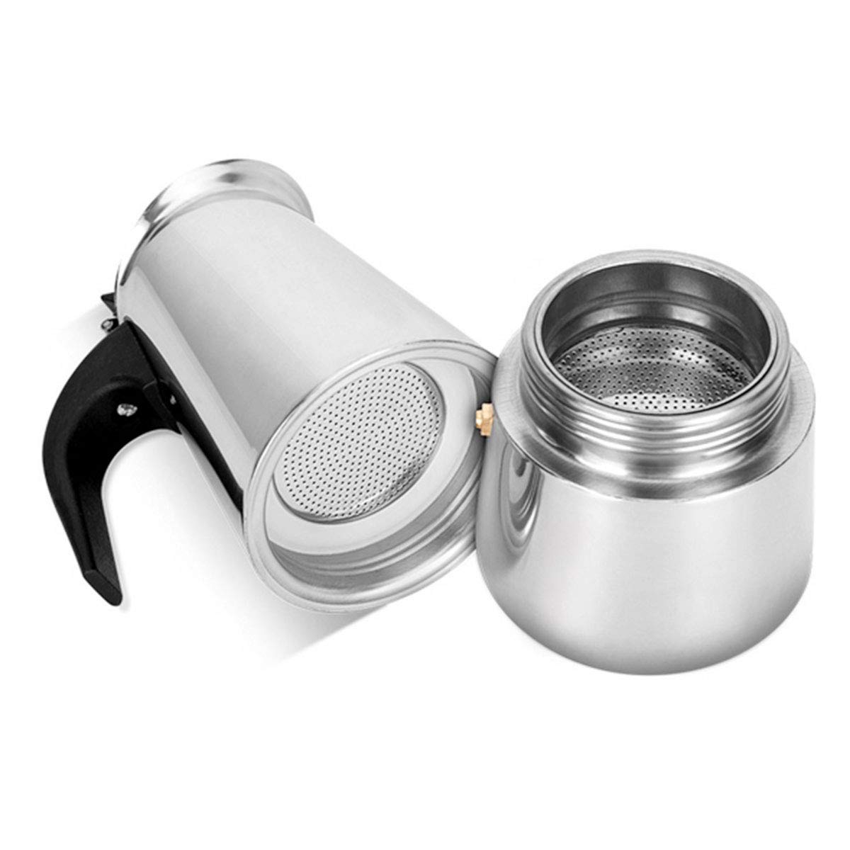 Premium Stainless Steel Italian Stovetop Moka Pot - 2 Cup (3.4 oz) Espresso Coffee Maker for Home & Camping - Classic Percolator for Gas, Electric & Induction Stoves