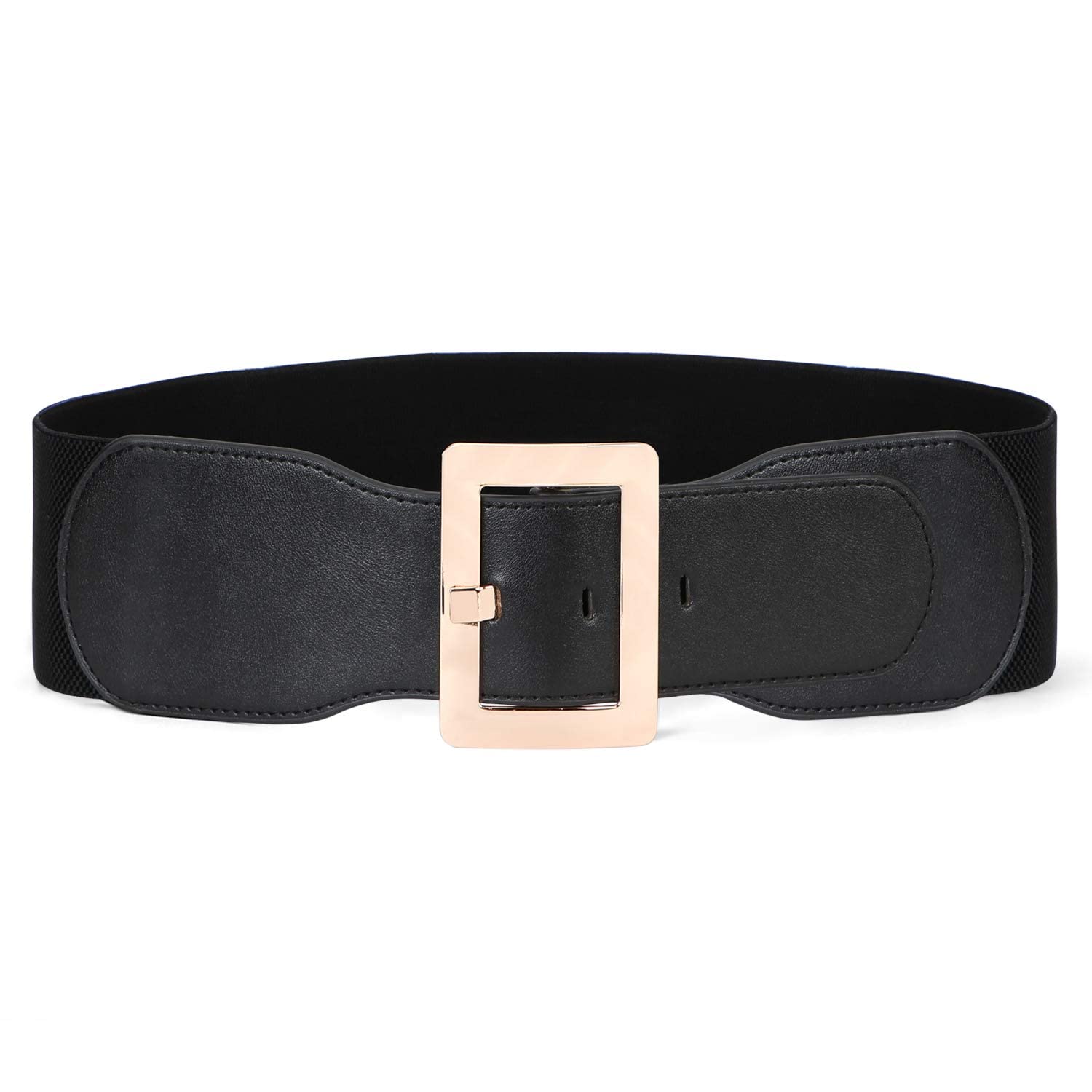 JASGOO Women's Vintage Stretchy Elastic Waist Belt with Metal Buckle - Fashion Accessory for Dresses, Skirts & Holiday Outfits (Santa Belt Style)