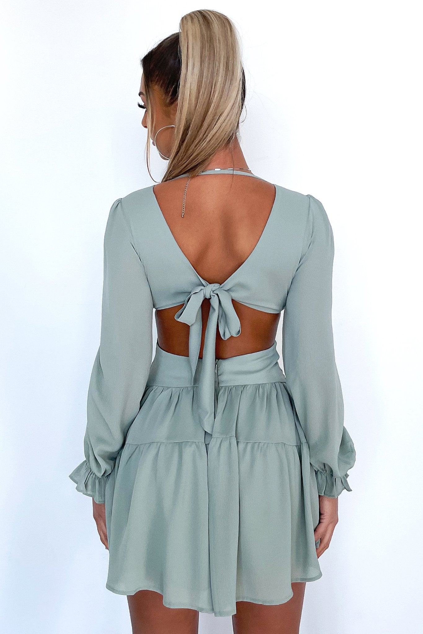 Avalon Women's Sage Green Dress - Elegant Flowy Midi Dress for Casual Wear, Office, and Special Occasions
