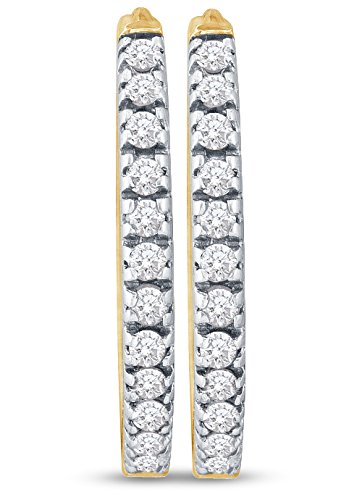 10K Yellow Two Tone Gold Hoop Prong Set Diamond Earrings (1/2 cttw) - Elegant Dangle Earrings for Women, Perfect for Weddings, Parties & Special Occasions