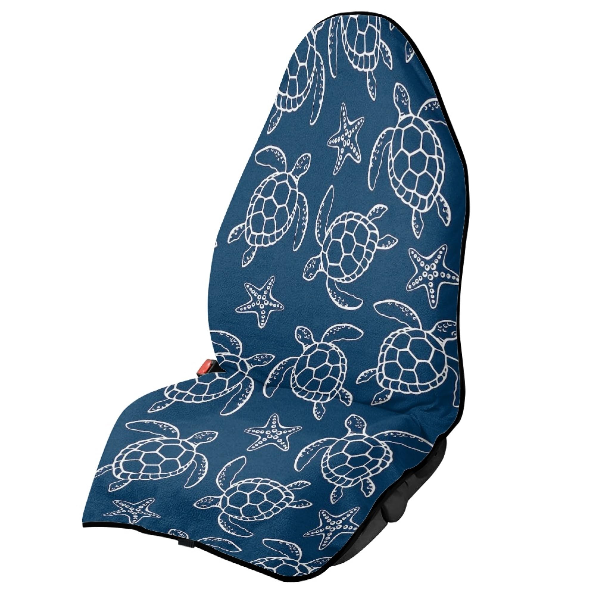 TOADDMOS Blue Starfish Sea Turtle Car Seat Cover - Breathable Non-Slip Cooling Protector for Front Seats | Summer Gym, Yoga & Workout Accessories | Perfect for Beach Trips & Outdoor Activities