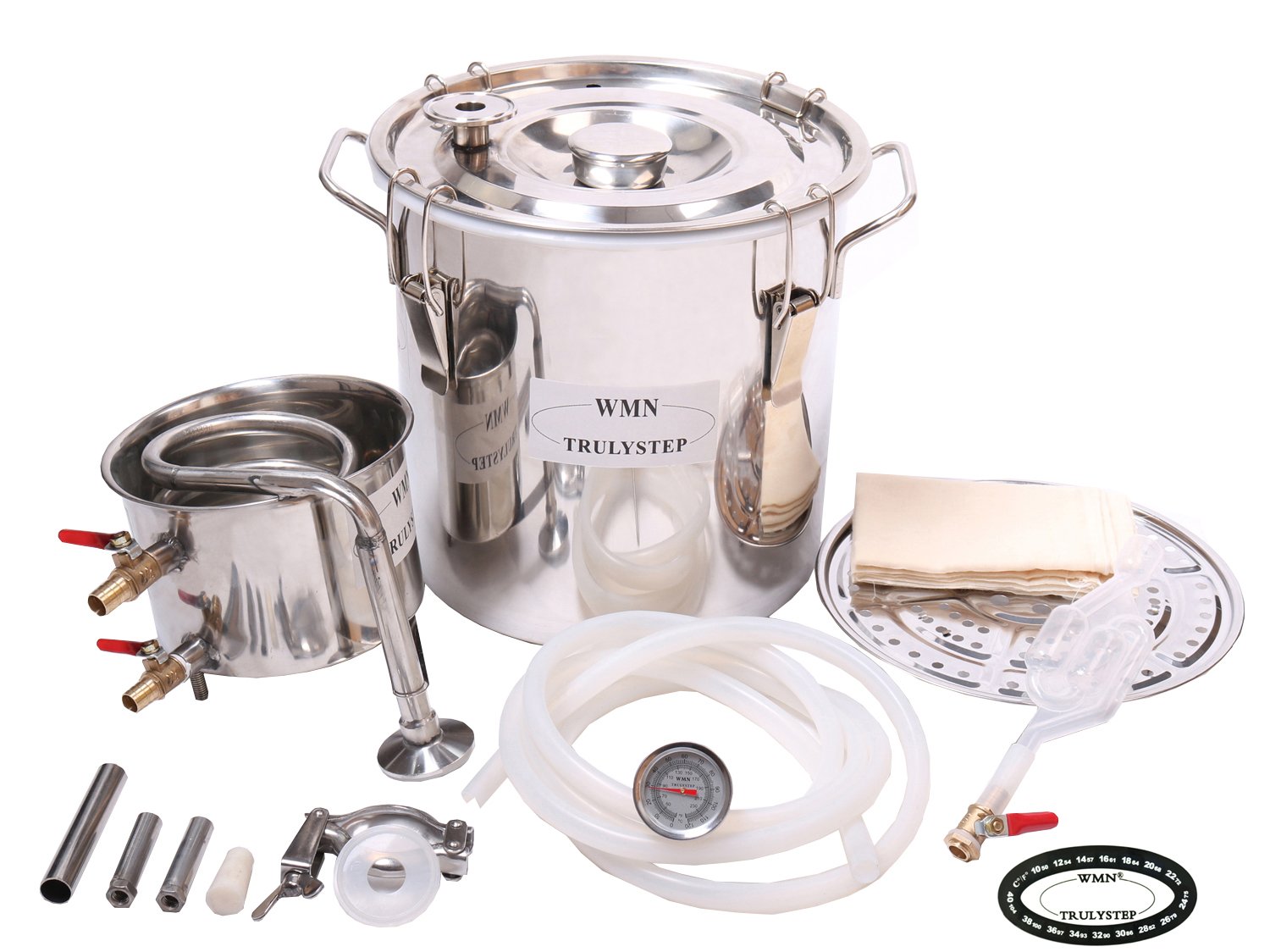 YUEWO 2-Pot 2 Gallon/10L Stainless Steel Alcohol Distiller Kit - Home Brewing Equipment for Whisky, Brandy, Vodka & Distilled Water | Perfect for DIY Moonshine, Craft Spirits & Home Bar Use (Silver)