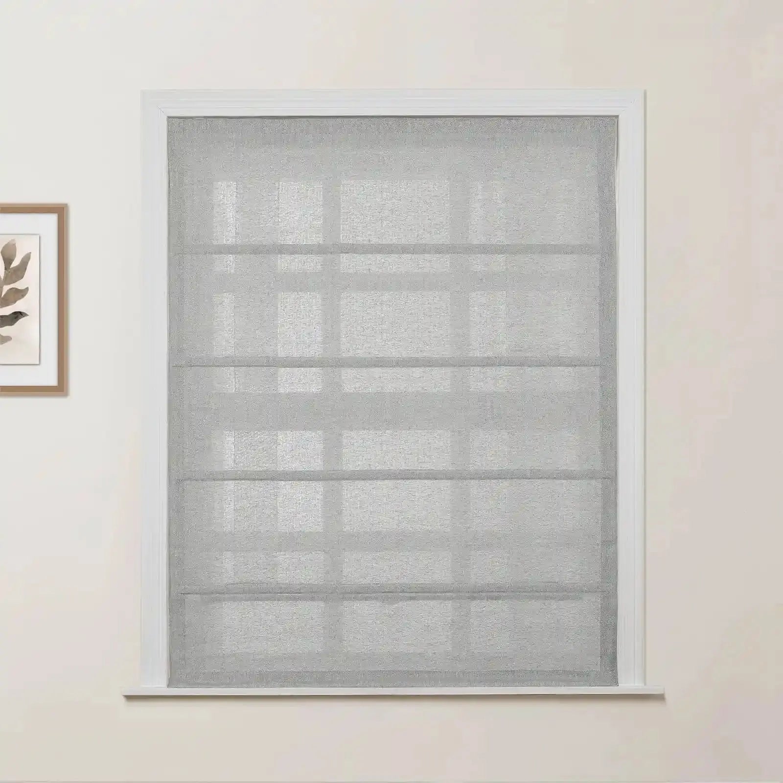Ron Linen Cotton Herringbone Roman Shade - Cordless Window Treatment for Living Room, Bedroom & Office (Blackout/Sheer Options)