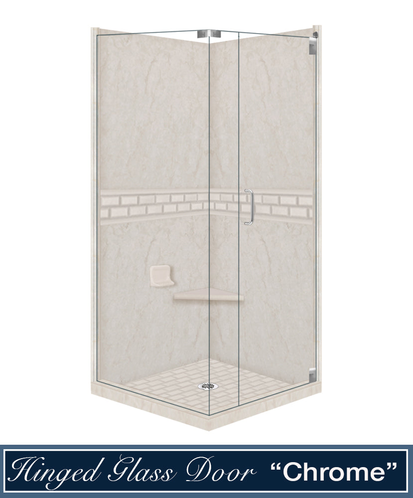 Rafe Marble Subway Corner Shower Kit - Waterproof Bathroom Shower Panel System for Modern Luxury Home & Spa Renovation