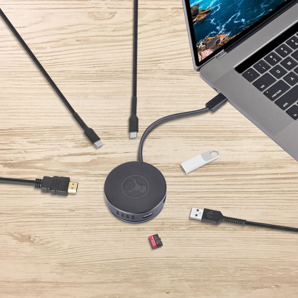 Bonelk 6-in-1 USB C Hub with 4K HDMI, USB 3.0, SD/TF Card Reader, 100W PD Charging - Space Gray Aluminum Multi-Port Adapter for MacBook Pro/Air, iPad Pro, Dell XPS, Galaxy S22 - Perfect for Home Office, Travel & Presentations