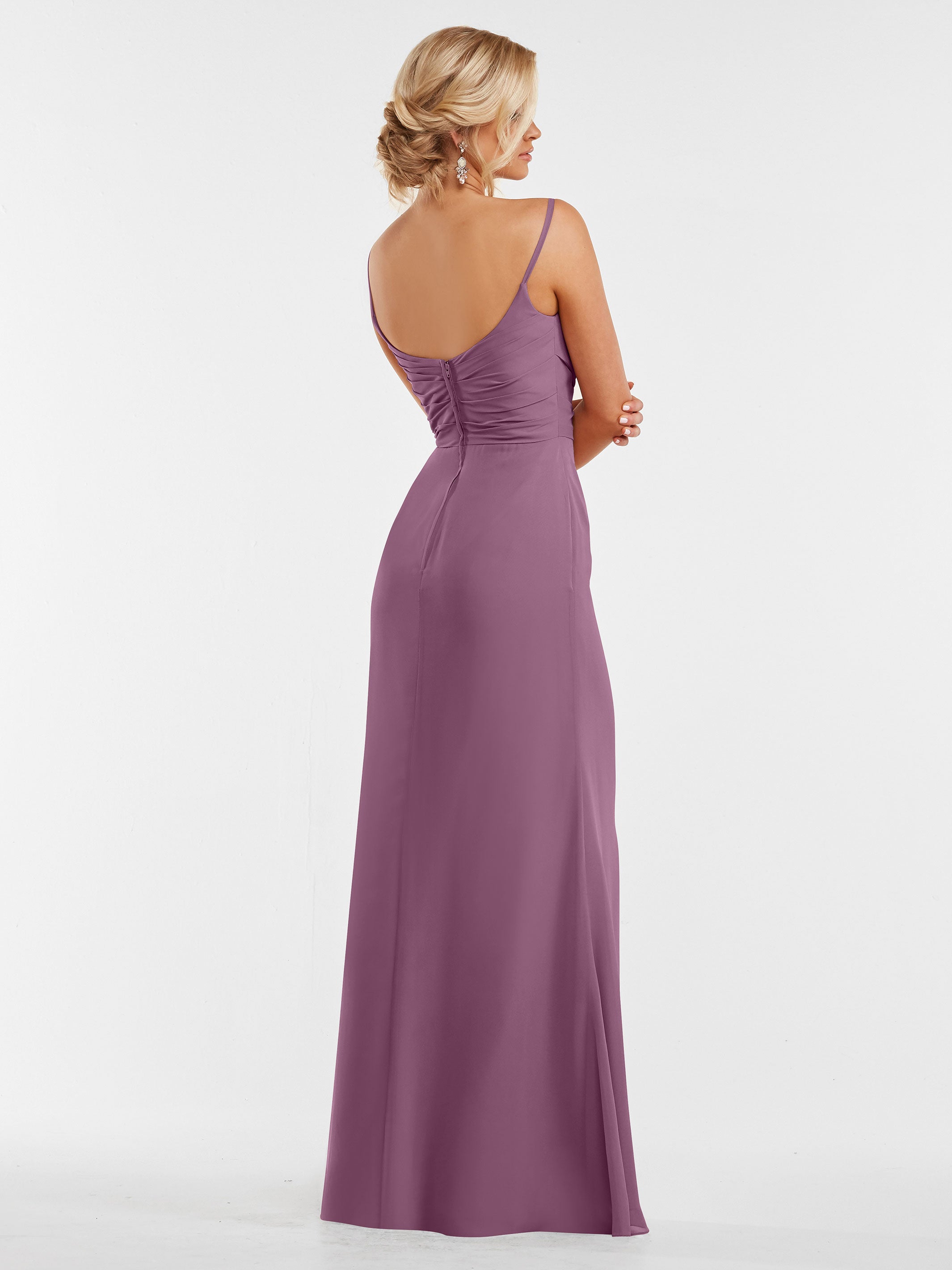 Elegant 80169 Chiffon Sheath Bridesmaid Dress with Pleated Bodice - Perfect for Weddings, Formal Events & Special Occasions