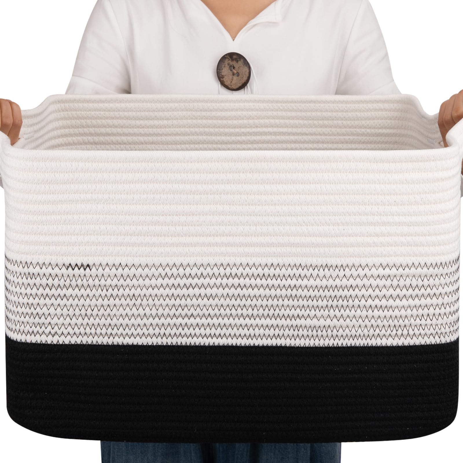 OIAHOMY Cotton Rope Storage Basket - 17.7