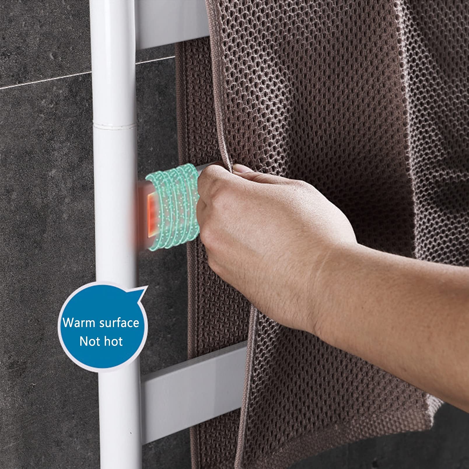 GGCG 140W Electric Heated Towel Warmer Rack - 4 Bar Stainless Steel Thermostatic Towel Warmer & Drying Rack for Bathroom, Wall Mounted Shower Holder (White) | Perfect for Spa-Like Luxury, Guest Bathrooms & Cozy Winter Mornings