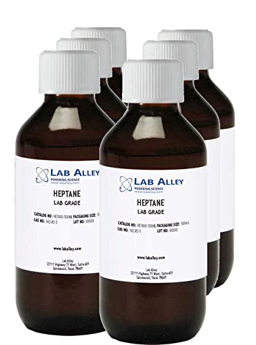 **Lab Grade Heptane - 3 Liters (6 x 500mL Bottles) | High Purity Solvent for Extraction, Cleaning & Industrial Use**