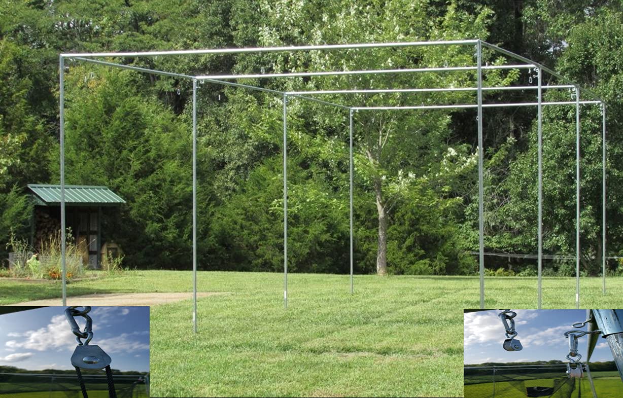 Jones Sports Batting Cage Frame Kit - EZ UP & Down Baseball Softball Practice Frame with/without Net (Poles Sold Separately) | Perfect for Backyard Training, Team Drills & Home Batting Practice