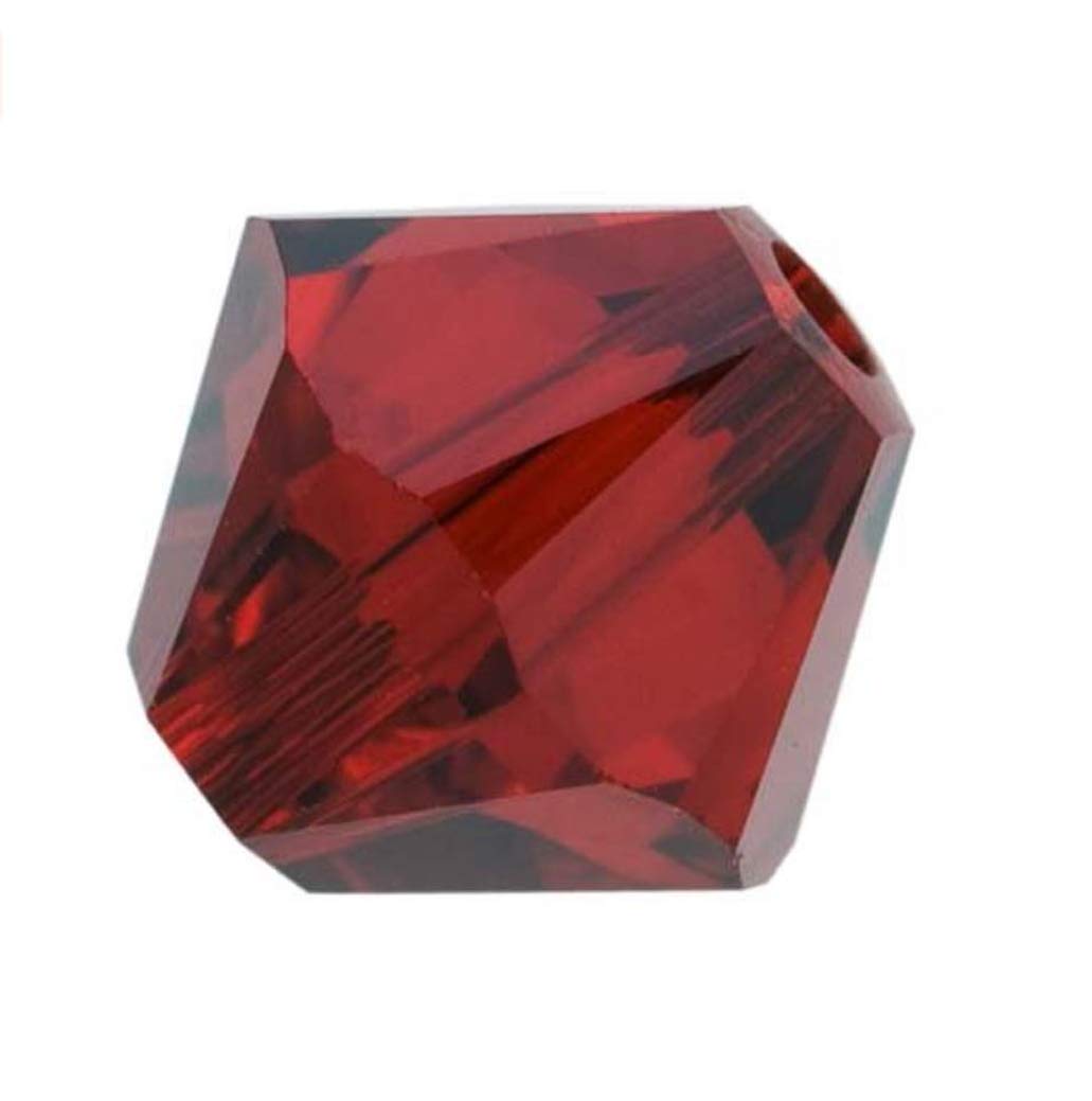 100pcs Authentic Preciosa 3mm (0.12 Inch) Small Faceted Bicone Crystal Loose Beads Siam Red - Compatible with Swarovski 5301/5328 - DIY Jewelry Making, Bracelets, Necklaces, Earrings & Craft Projects - Pre-B305