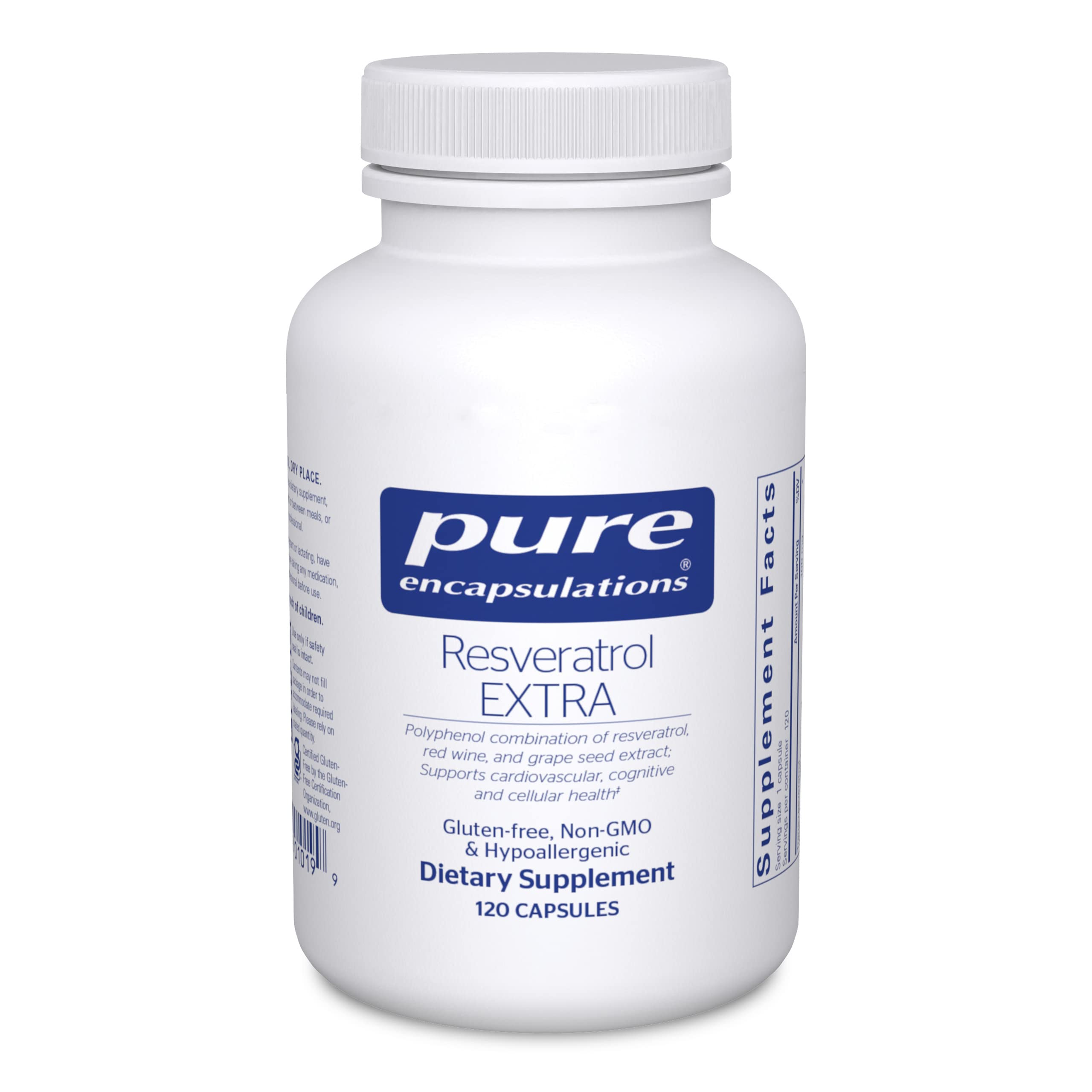 Pure Encapsulations Resveratrol EXTRA 100mg - Premium Trans-Resveratrol Supplement for Cellular Health & Heart Support* - Powerful Antioxidant Formula - Non-GMO, Gluten Free - 120 Capsules - Supports Healthy Aging & Active Lifestyle