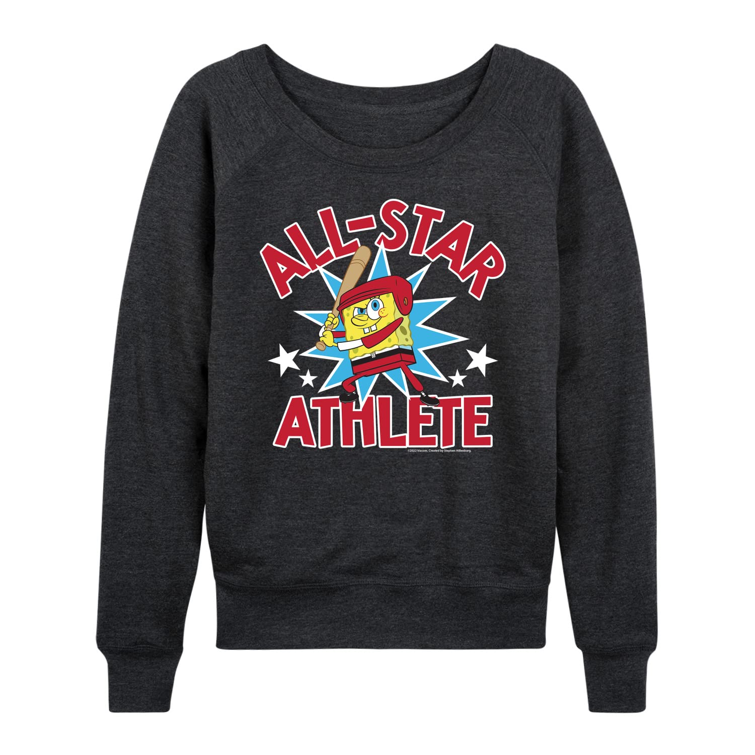HYBRID APPAREL SpongeBob SquarePants American All Star Women's Lightweight French Terry Pullover Hoodie - Soft Casual Sweatshirt for Fans, Lounge Wear, Street Fashion